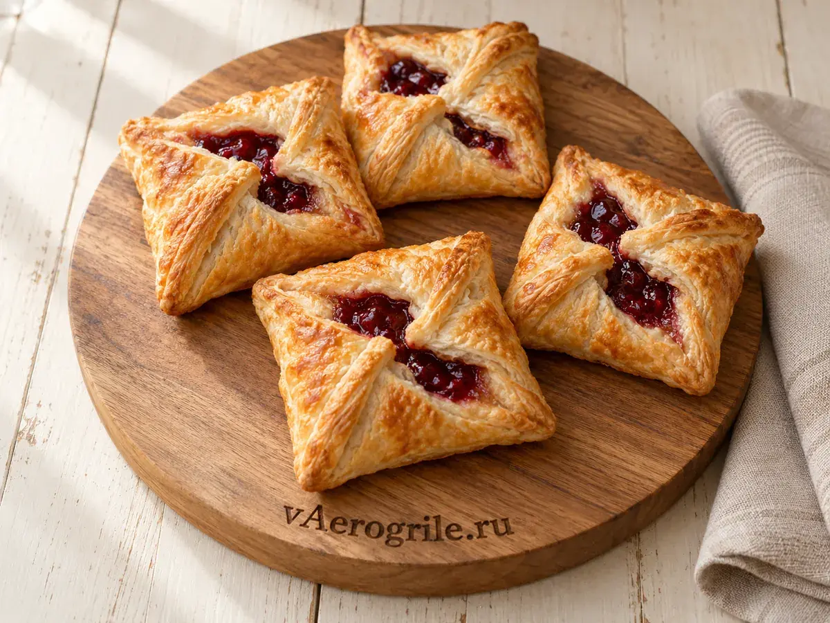 Конвертики из слоеного теста с джемом