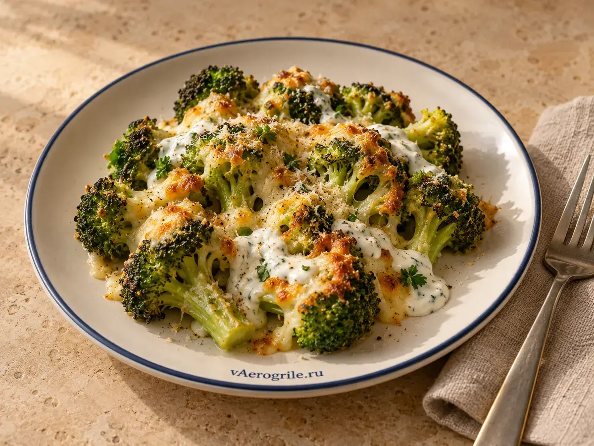 Брокколи с сыром и йогуртовым соусом