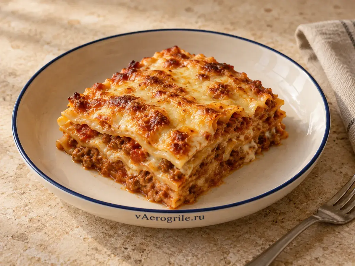 Лазанья с фаршем и сливками
