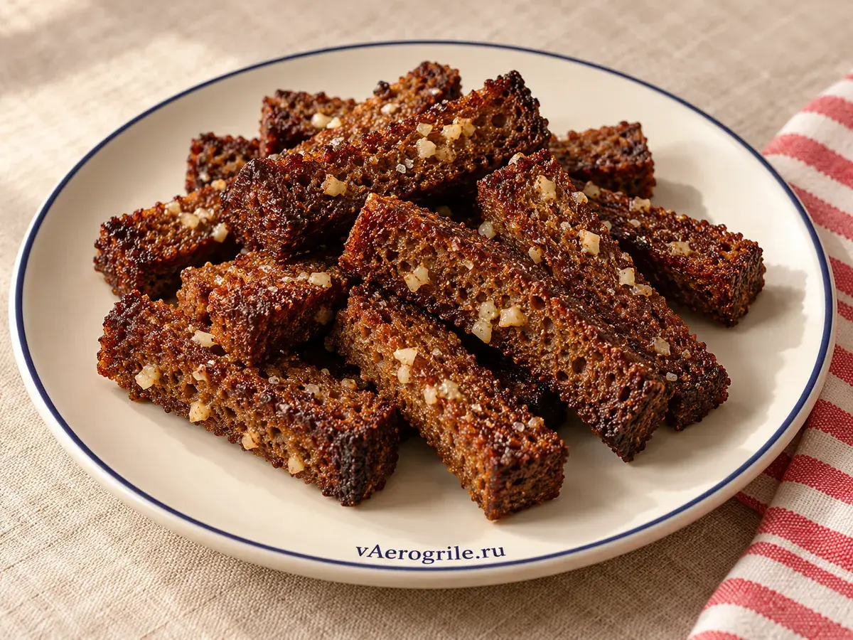Гренки с чесноком из чёрного хлеба