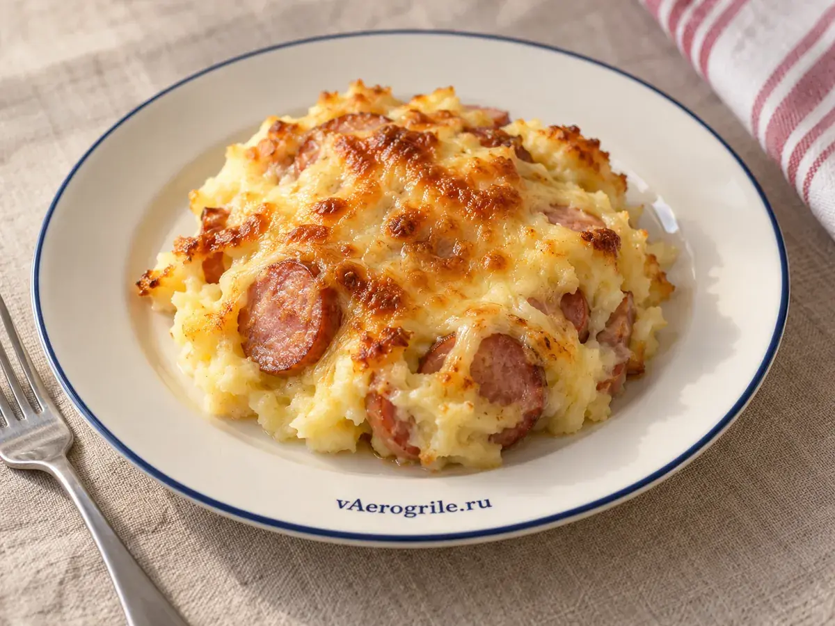 Картофель с колбасой и сыром