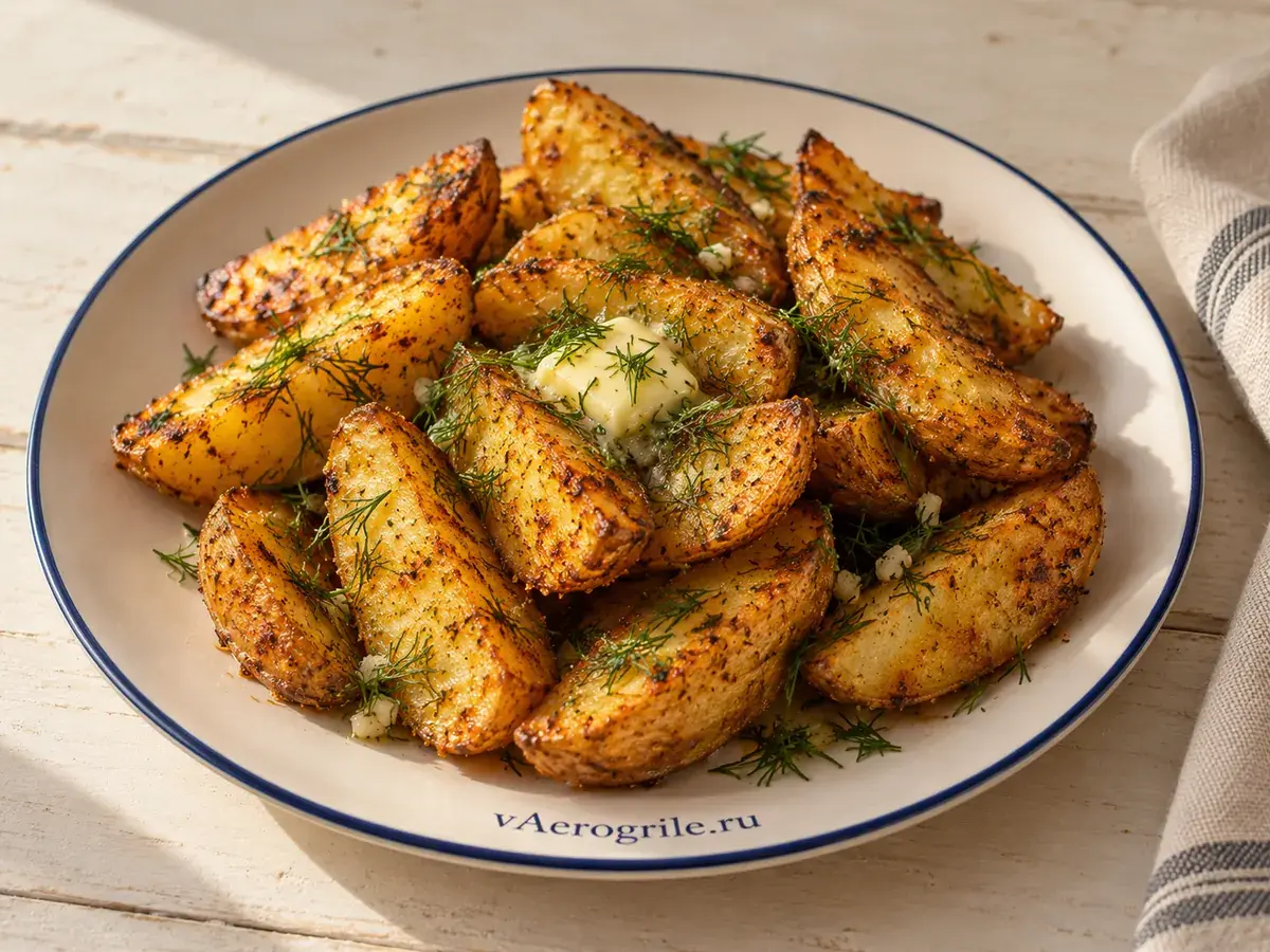 Картошка по-деревенски с укропом и сливочным маслом