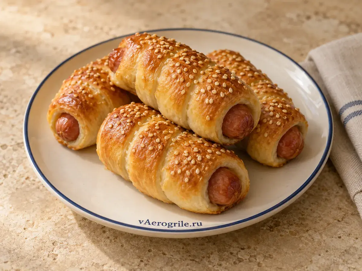 Классические сосиски в тесте с кунжутом