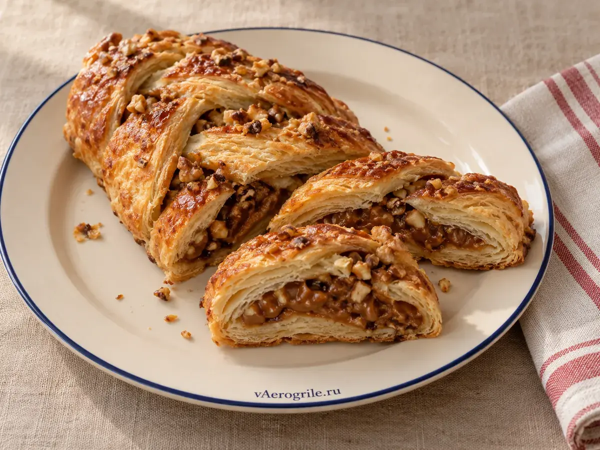 Косичка с варёной сгущёнкой и орехами