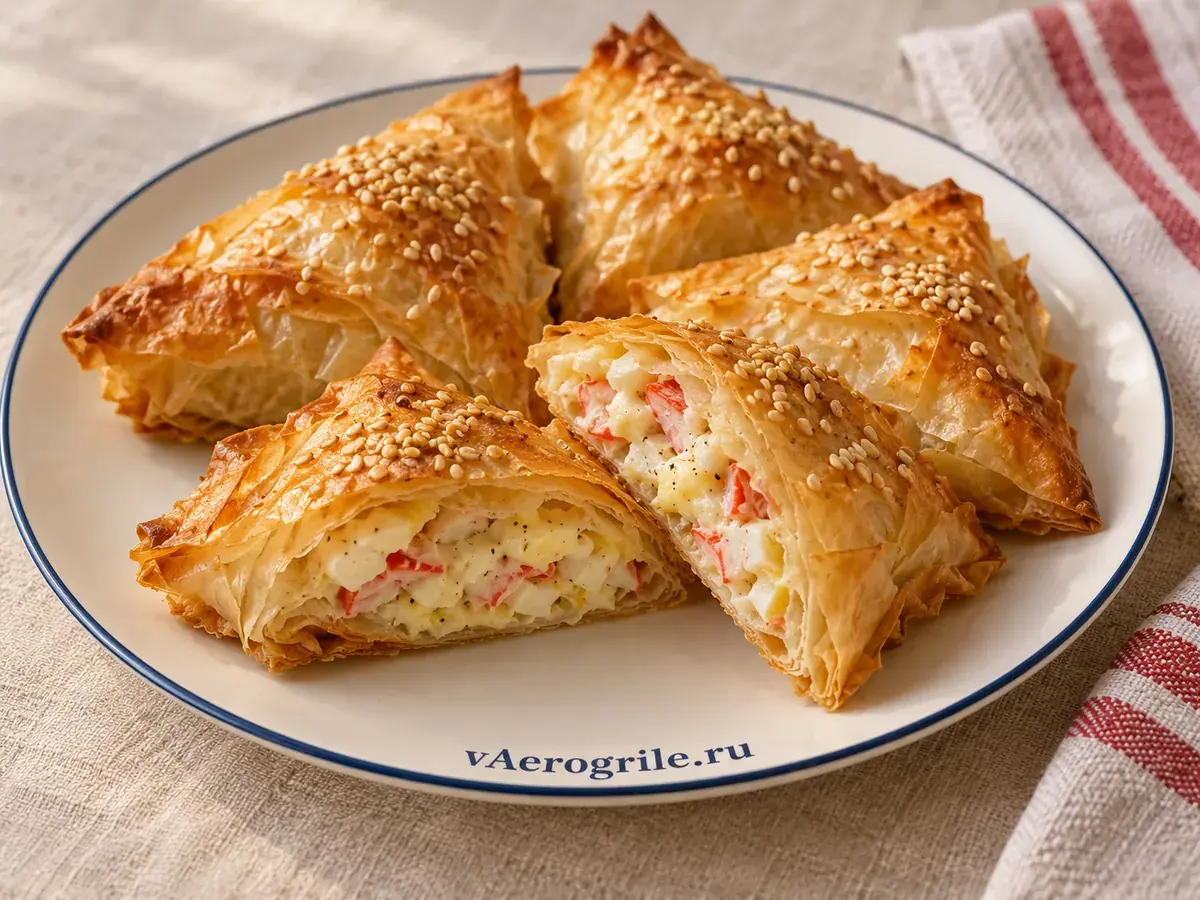 Крабовая закуска из теста фило