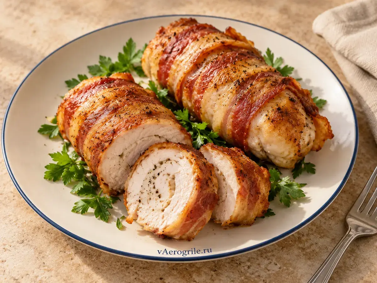 Куриные рулетики в беконе