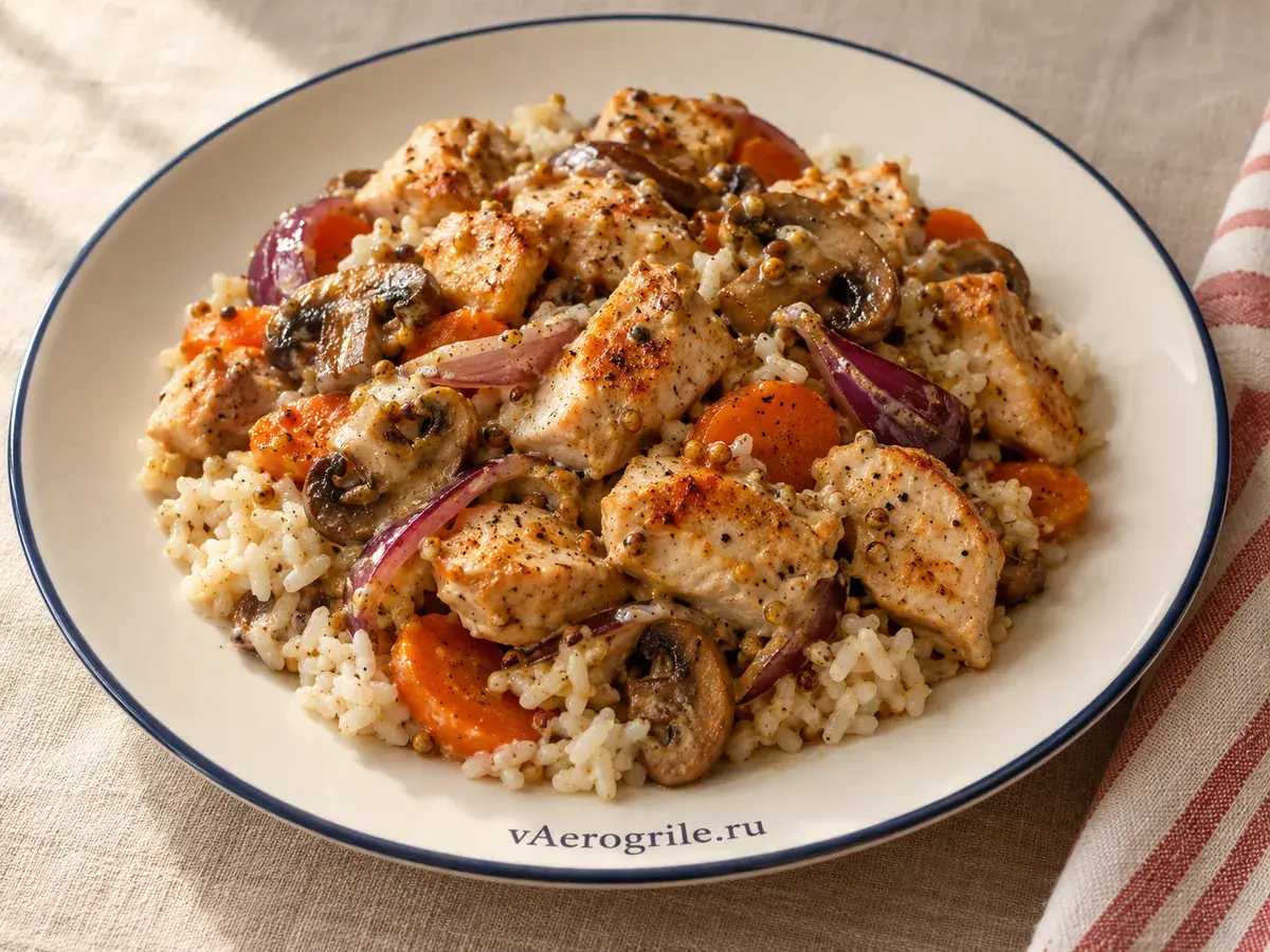 Курица с овощами и рисом