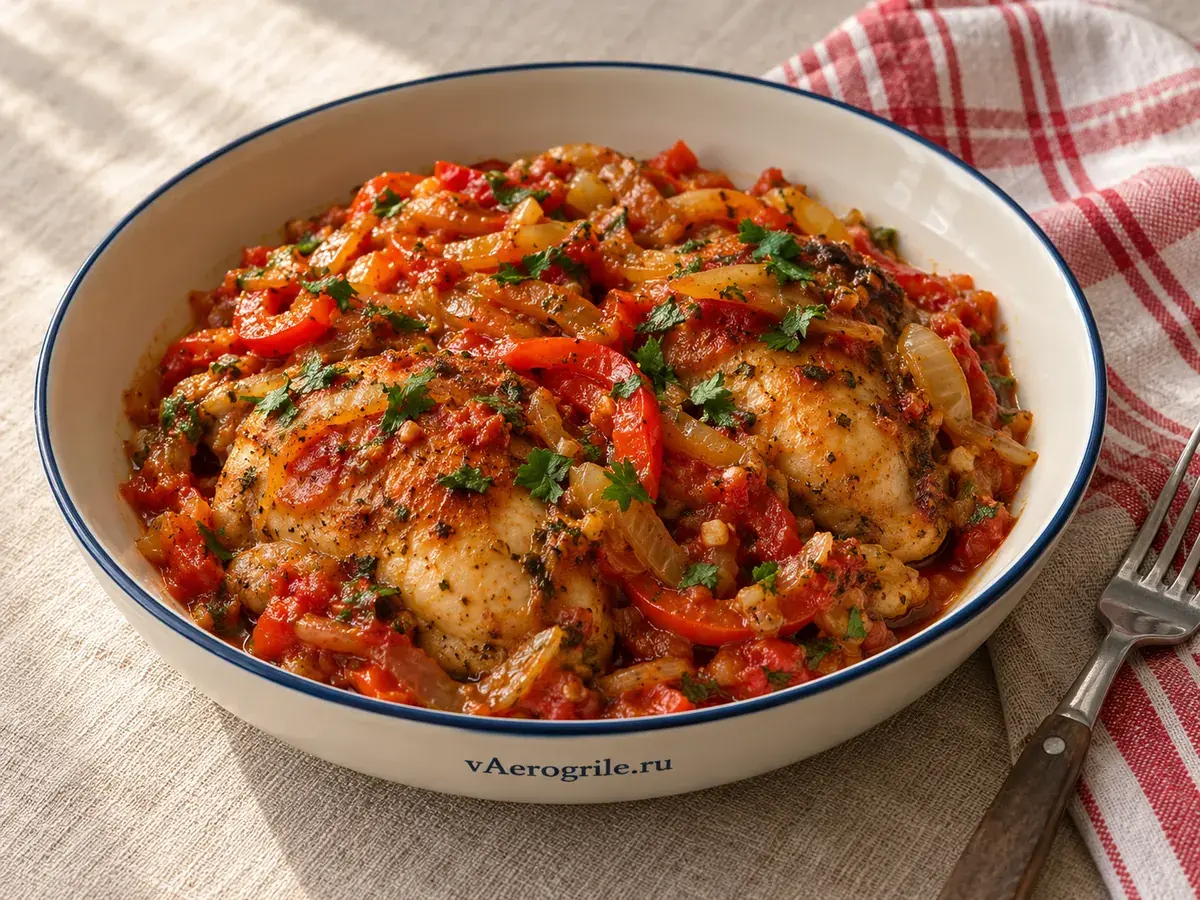 Курица под овощами
