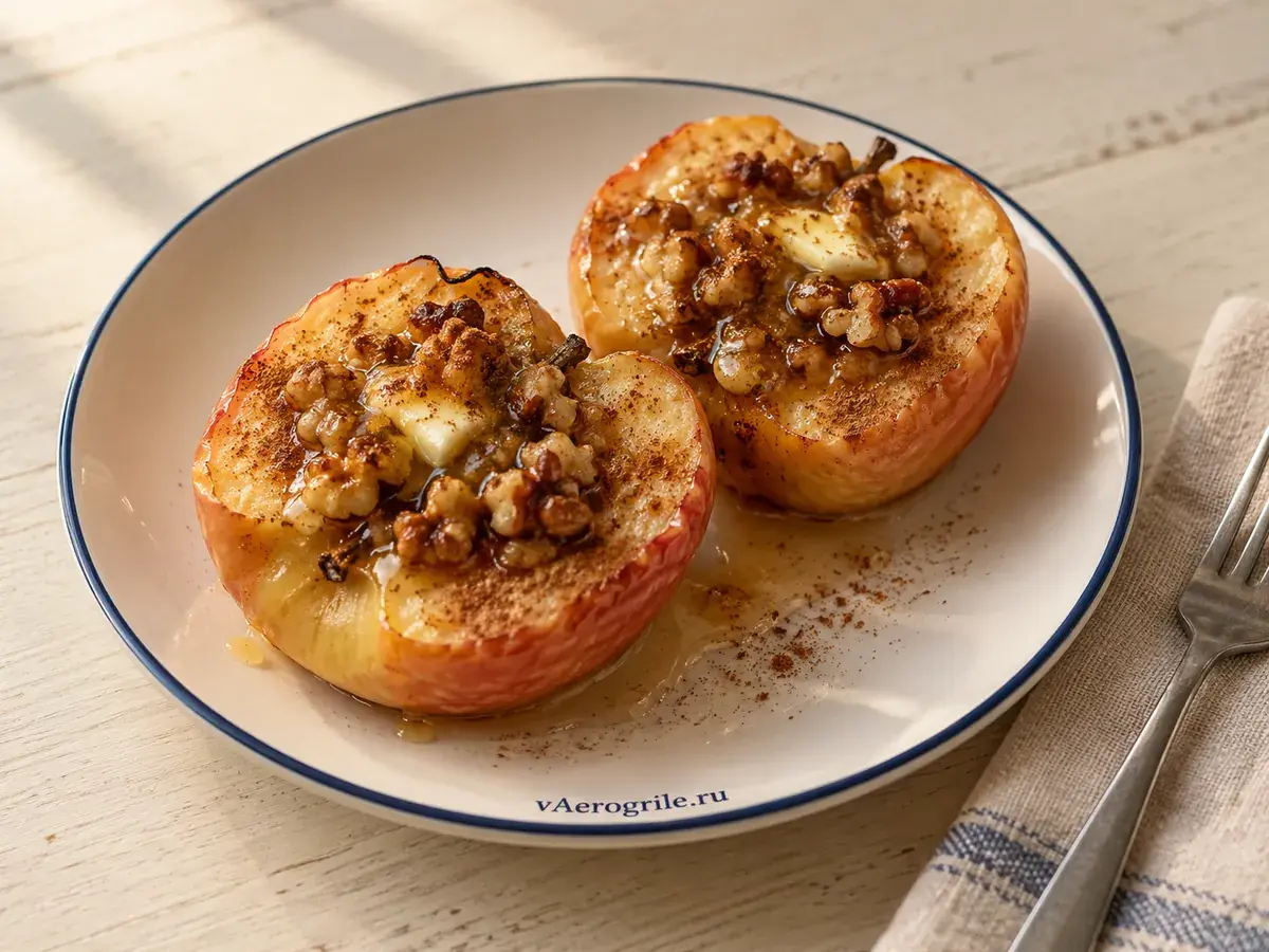 Печеные яблоки с медом и орехами