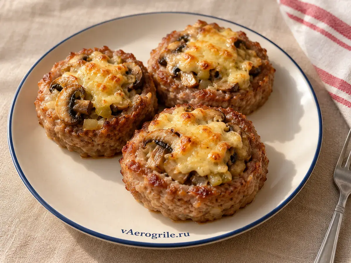 Мясные гнезда с шампиньонами