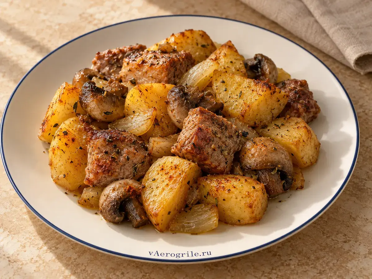 Картошка с мясом и грибами