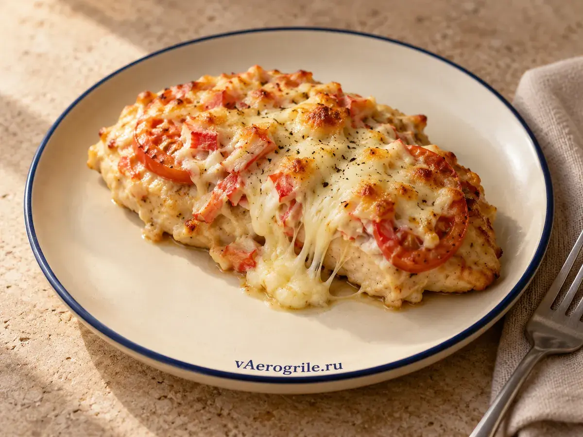 Куриное филе с крабовыми палочками и сыром