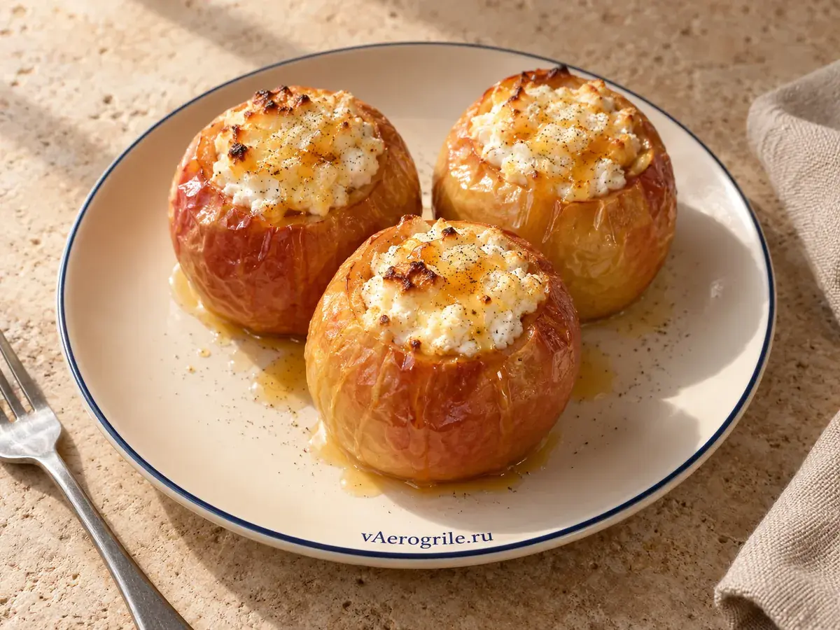 Печеные яблоки с творогом и медом