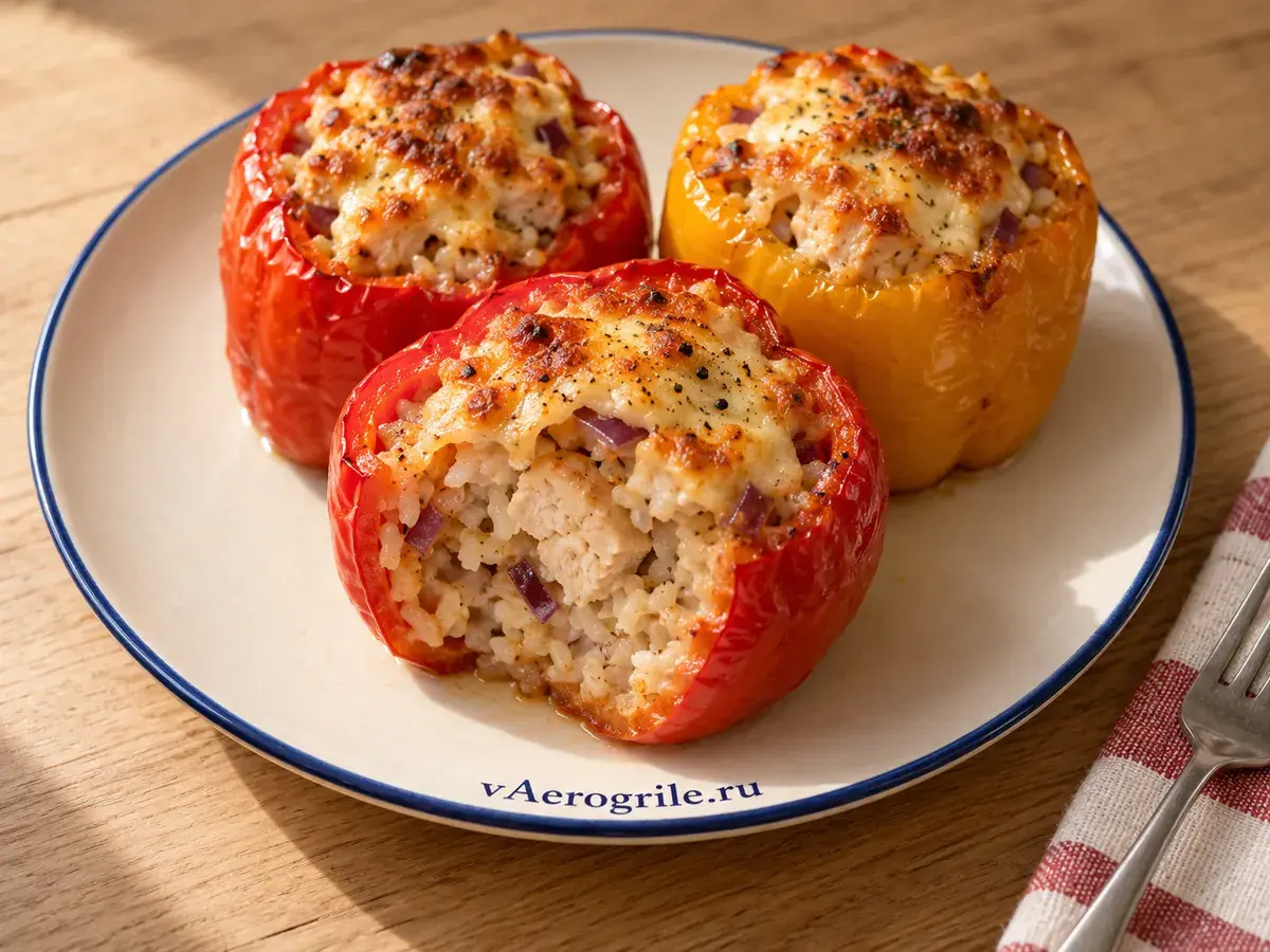 Фаршированные перцы с рисом и курицей