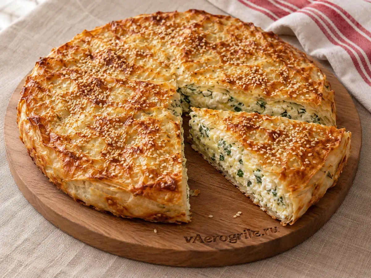 Пирог из лаваша с творогом и сыром