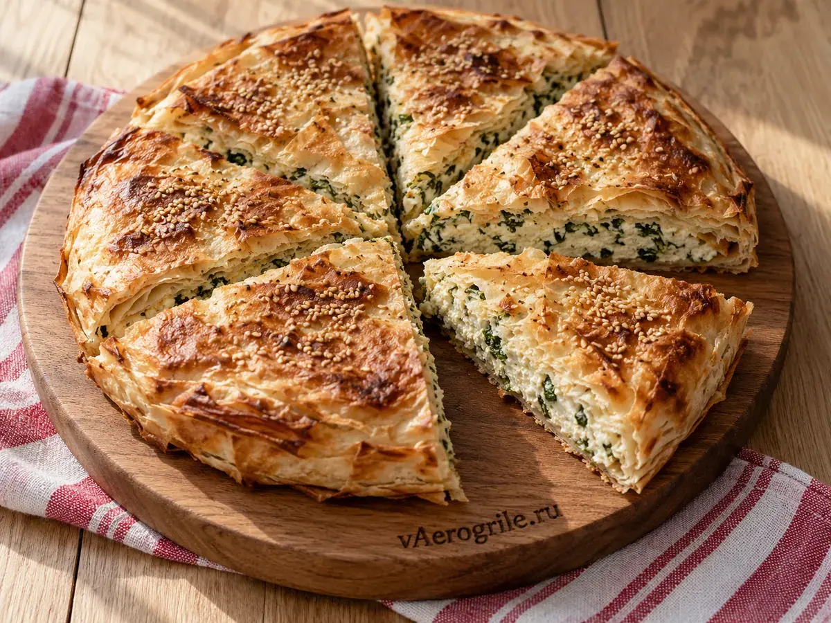 Пирог из лаваша с творогом и зеленью