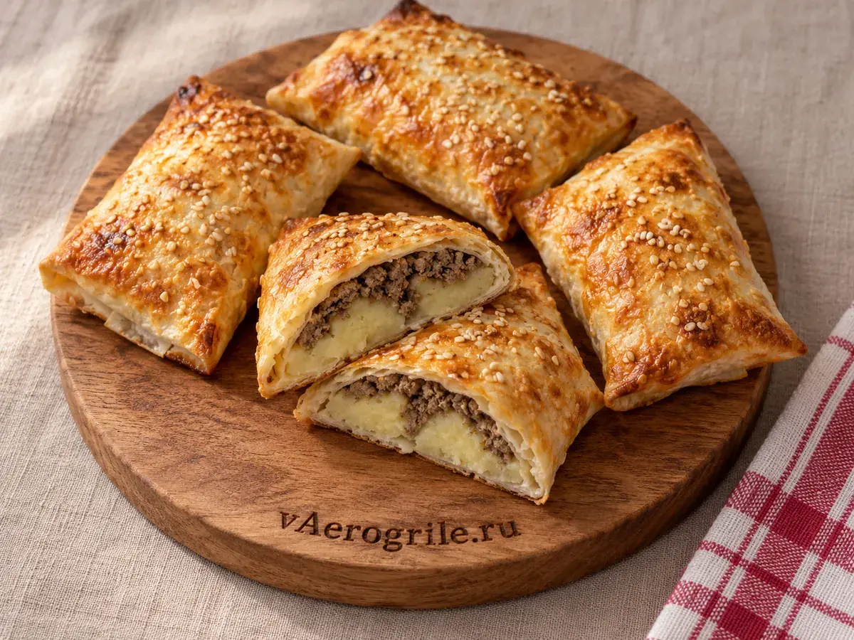 Пирожки из лаваша с печенью и пюре