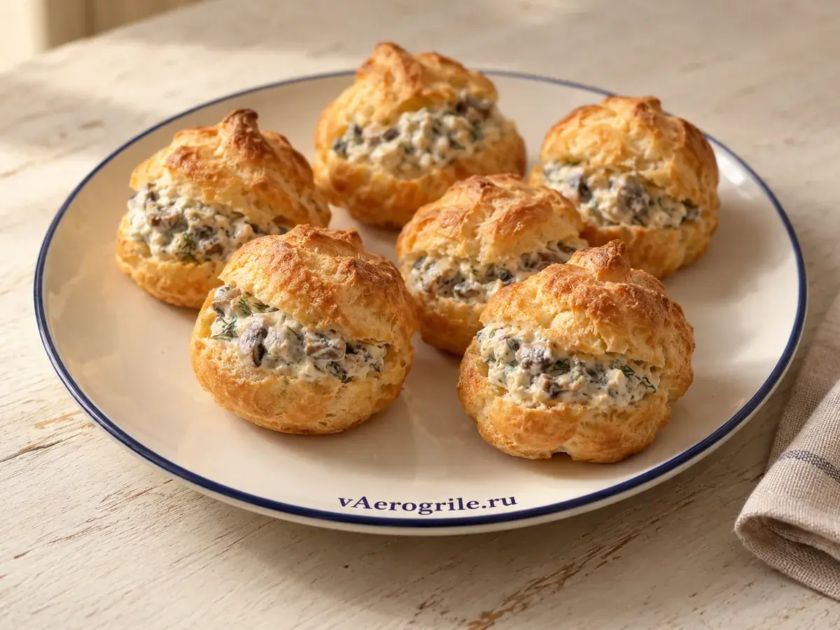 Профитроли с грибным творожным кремом