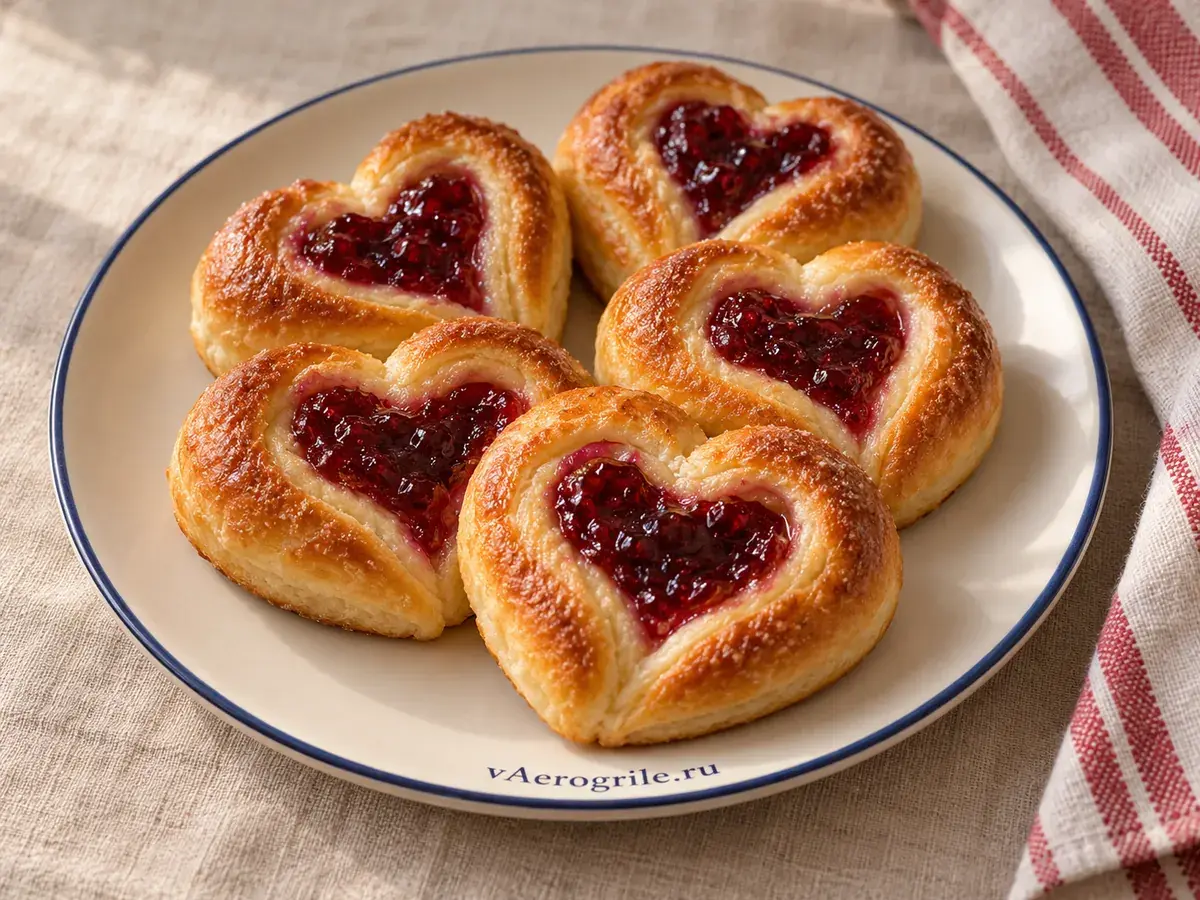 Булочки сердечки с джемом