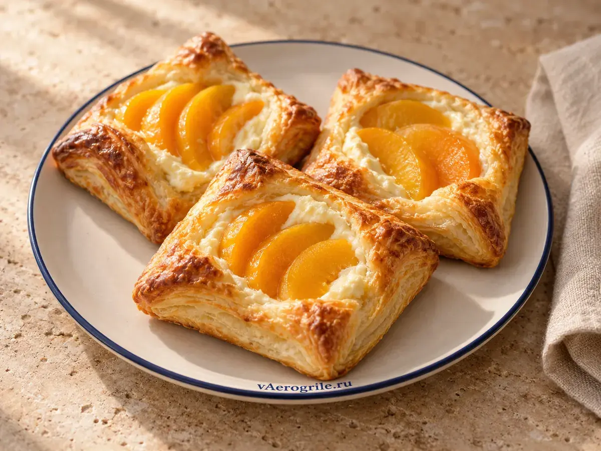 Слойки с творожным сыром и персиками