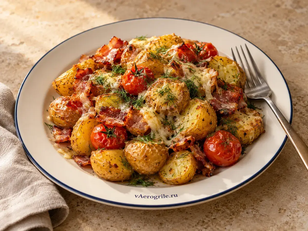 Картошка бэби с беконом и сыром