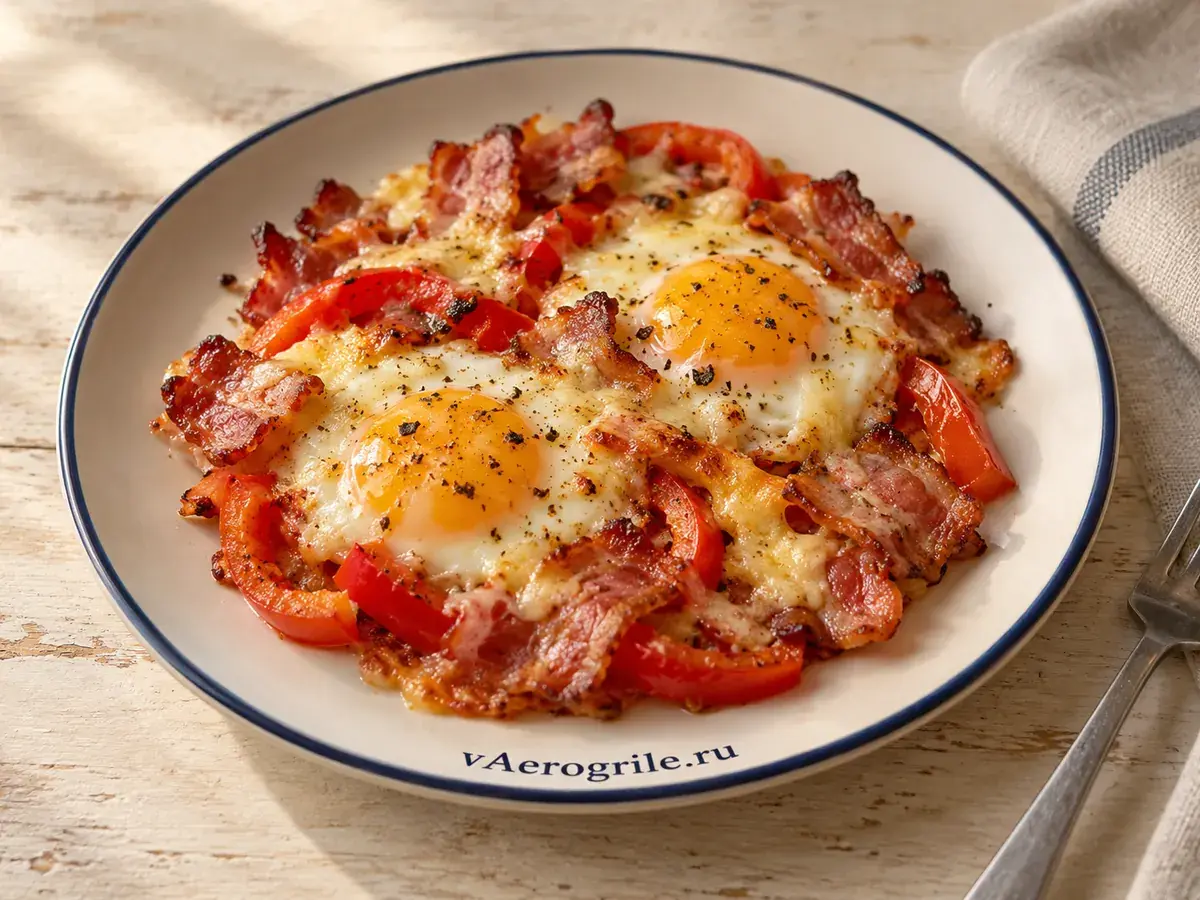 Яичница с беконом и перцем