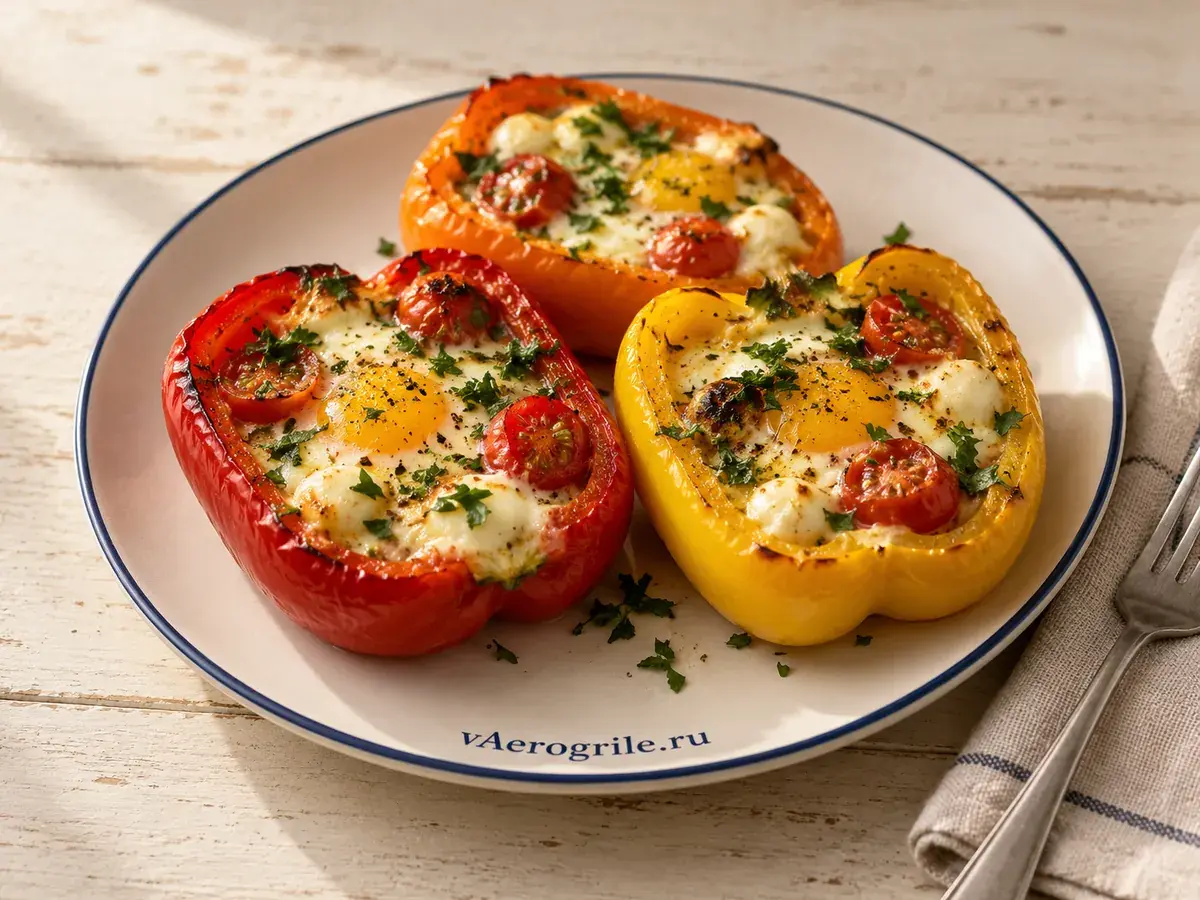 Перцы с яйцом и моцареллой