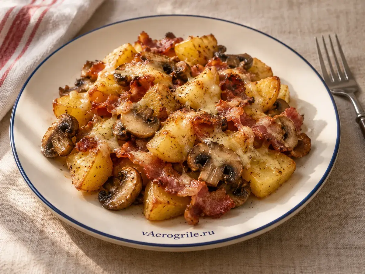 Картофель с грибами и беконом