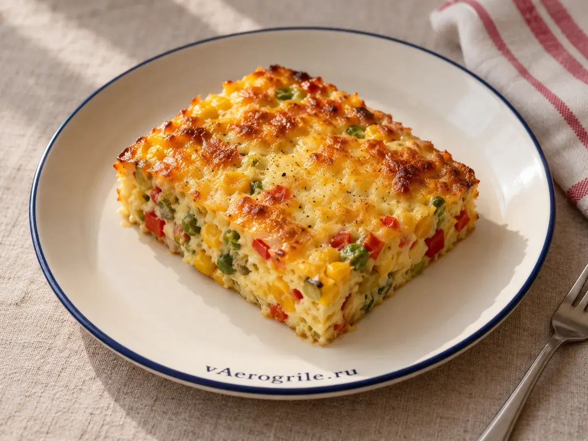 Запечённый омлет с овощами и сыром