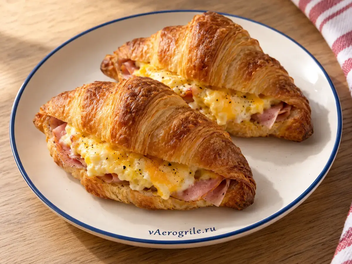Круассаны с ветчиной и яйцом